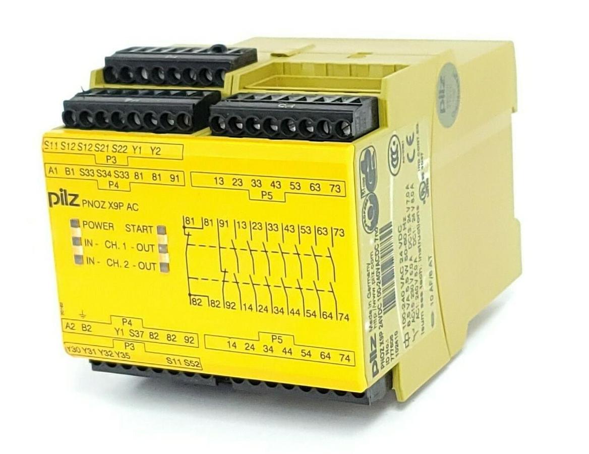 Used PILZ PNOZ-X9P-24VDC-100-240VACDC-7NO SAFETY RELAY ID NO. 777606