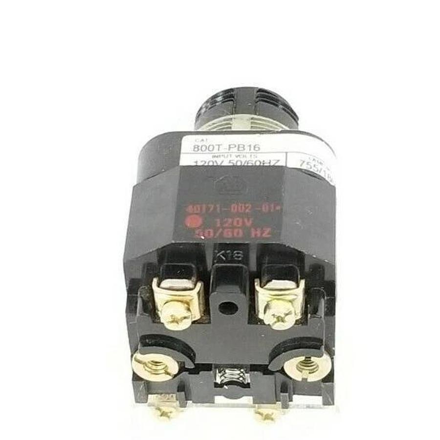 Used ALLEN BRADLEY 800T-PB16 PUSHBUTTON 800TPB16 SER. T 120V W/ 800T-XA SER. D