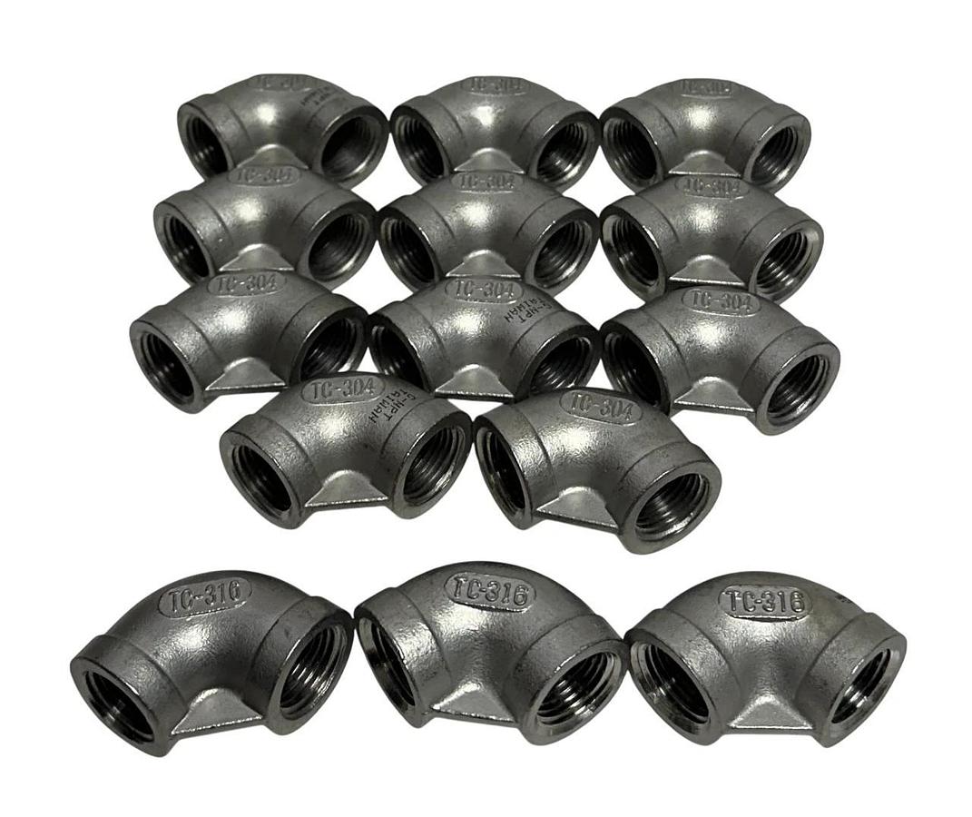 14 UNBRANDED TC-304 / TC-316 / 1/2-150 / G-NPT THREADED ELBOW FITTINGS NSNP