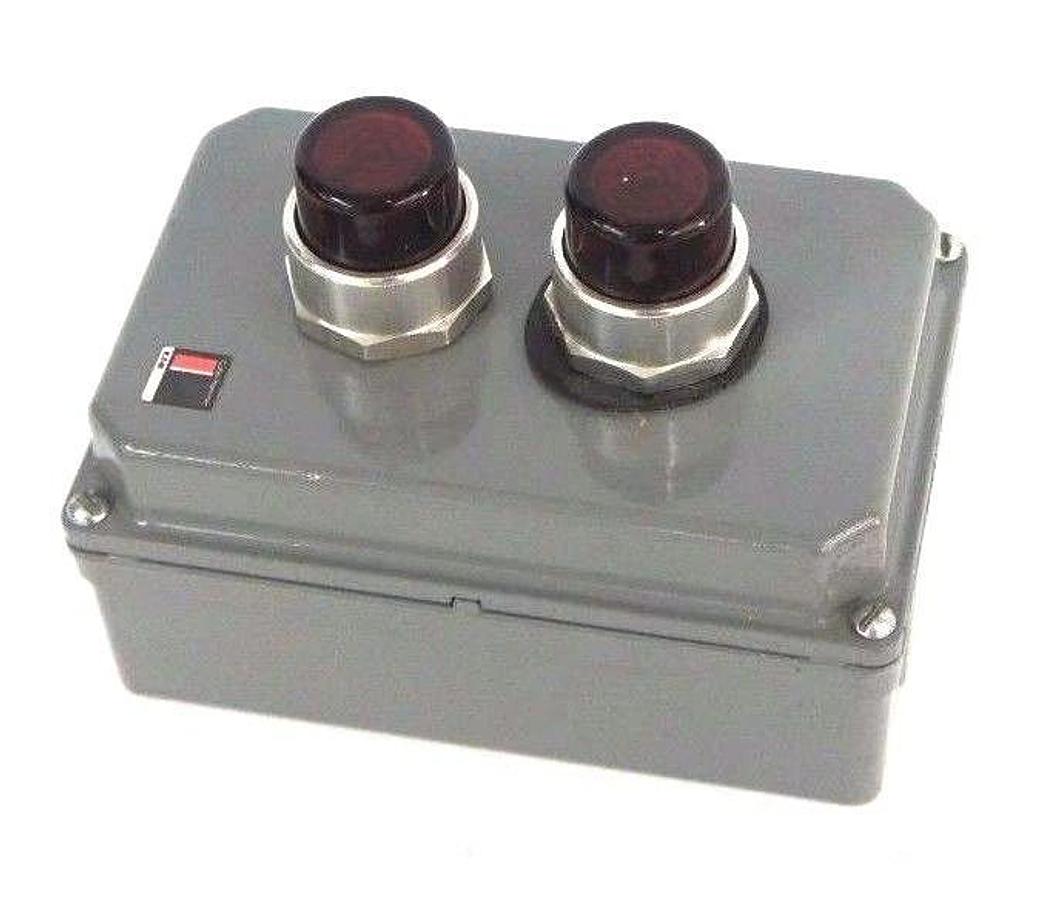 Used CUTLER HAMMER 10250T ENCLOSURE W/ (2) ALLEN BRADLEY 800T-PT16 SER N PUSH BUTTONS