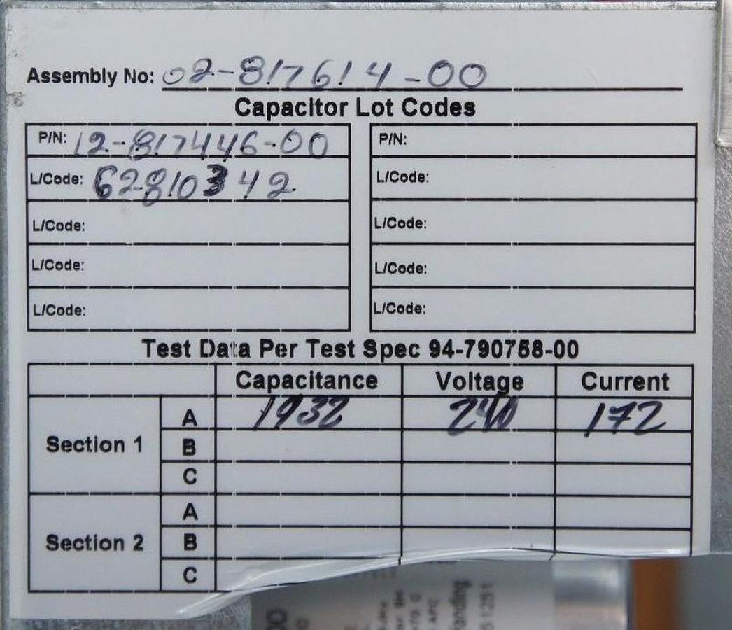 Used EMERSON LIEBERT 02-817614-00 ASSY, 1000KVA W/ EPCOS B32363-S5466-A080 CAPACITOR