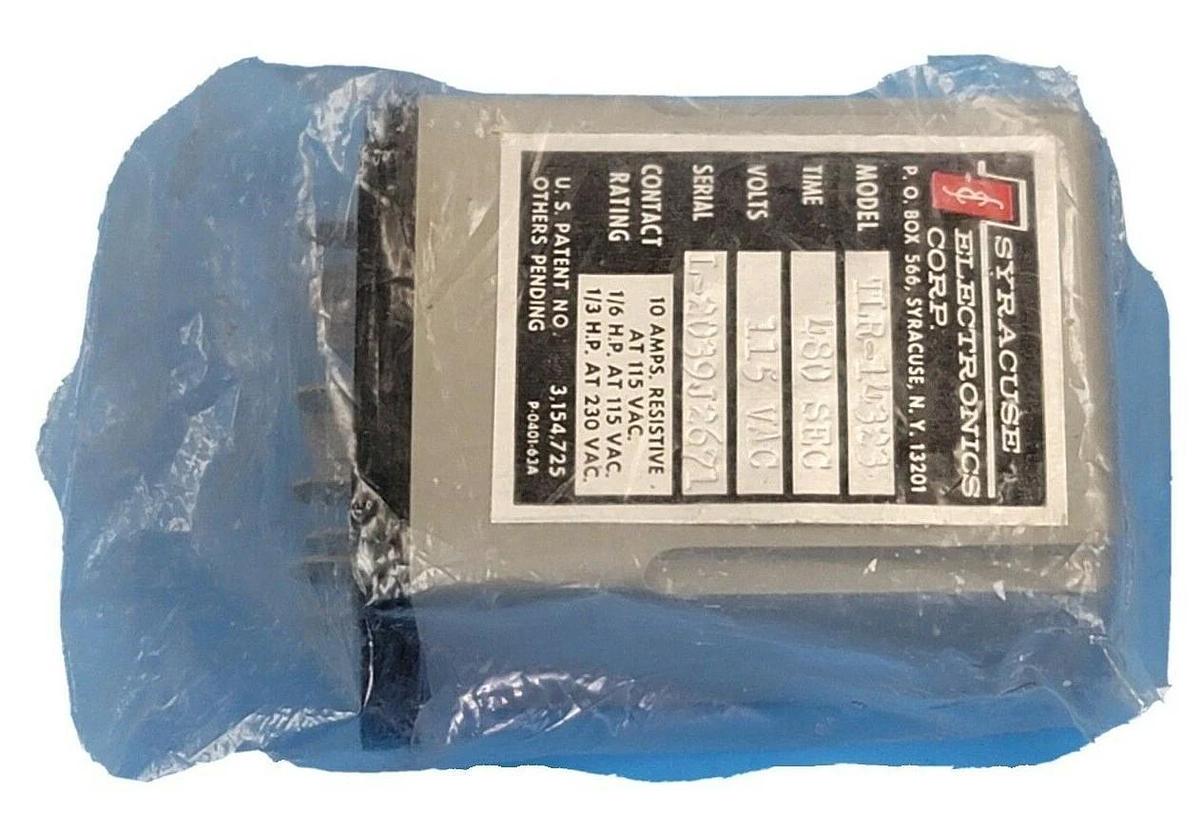 NEW SYRACUSE ELECTRONICS CORP. TLR-14323 TIMING RELAY 480 SEC 115V