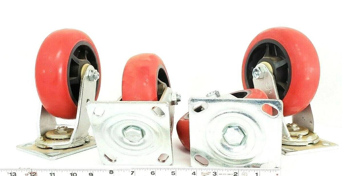 LOT OF 4 NEW COLSON / GENERIC 4-6109-921 SWIVEL CASTORS 6X2 6'' FAULTLESS
