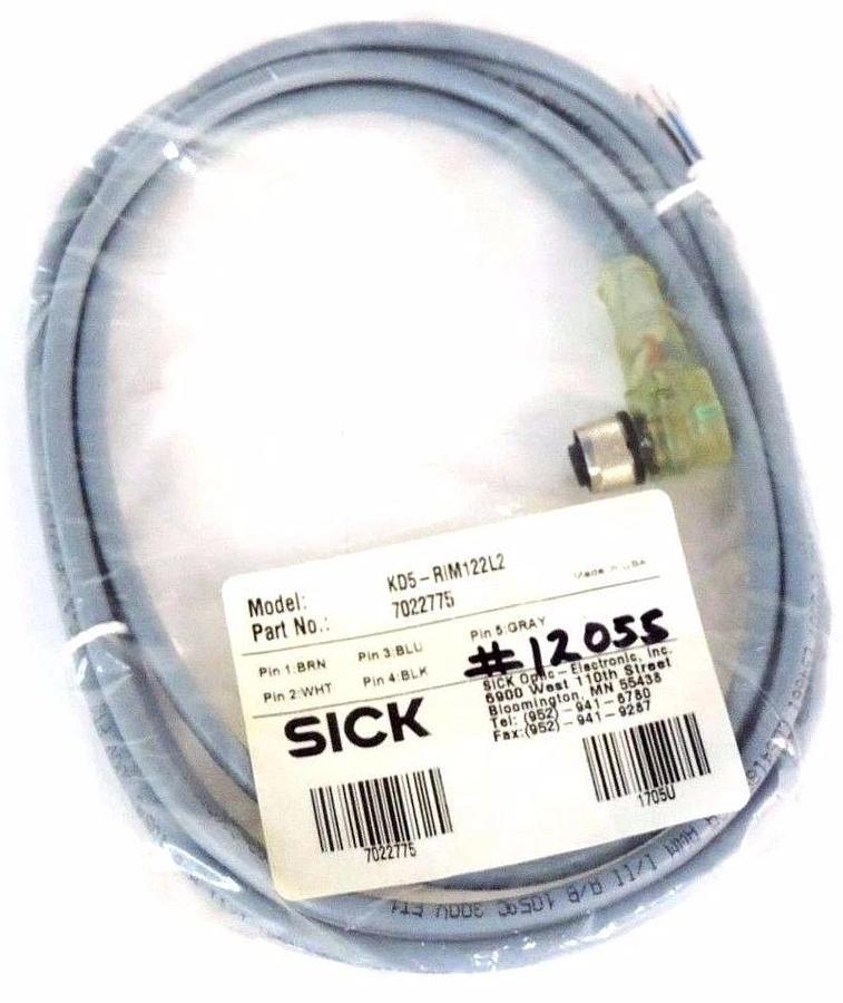 Used NEW SICK KD5-RIM122L2 CABLE FEMALE RIGHT-ANGLE P/N 7022775