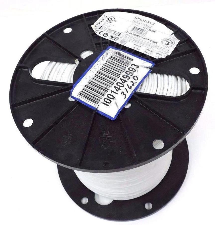 Used NEW SYSTIMAX SOLUTIONS 107078396 CABLE 2010 004BWH 4/24 R1000, 1000FT