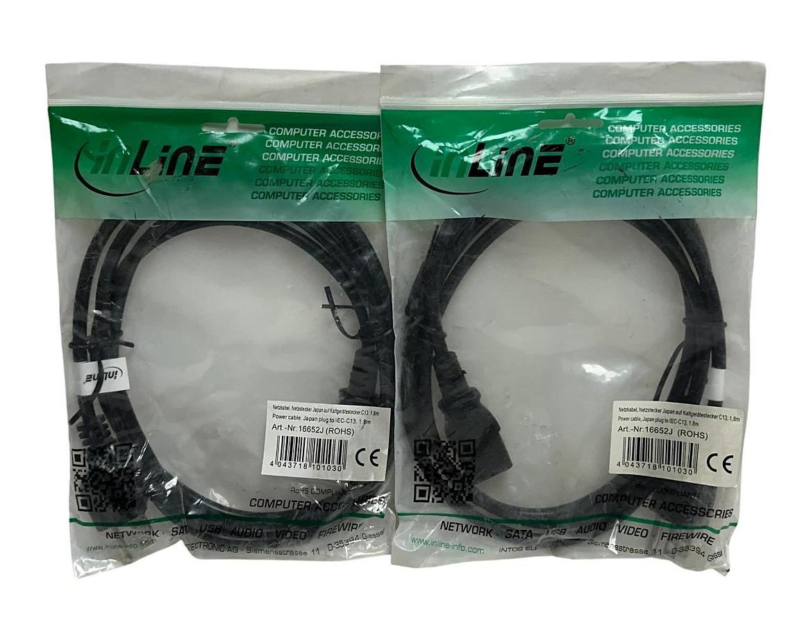 2 INLINE 16652J POWER CABLES JAPAN PLUG TO IEC-C13 1.8M LENGTH NSMP