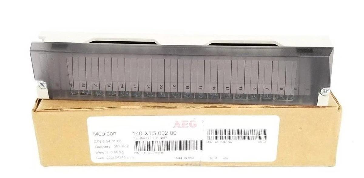Used NIB AEG MODICON 140 XTS 002 00 TERM STRIP 40P, C/N 6 04 01 00