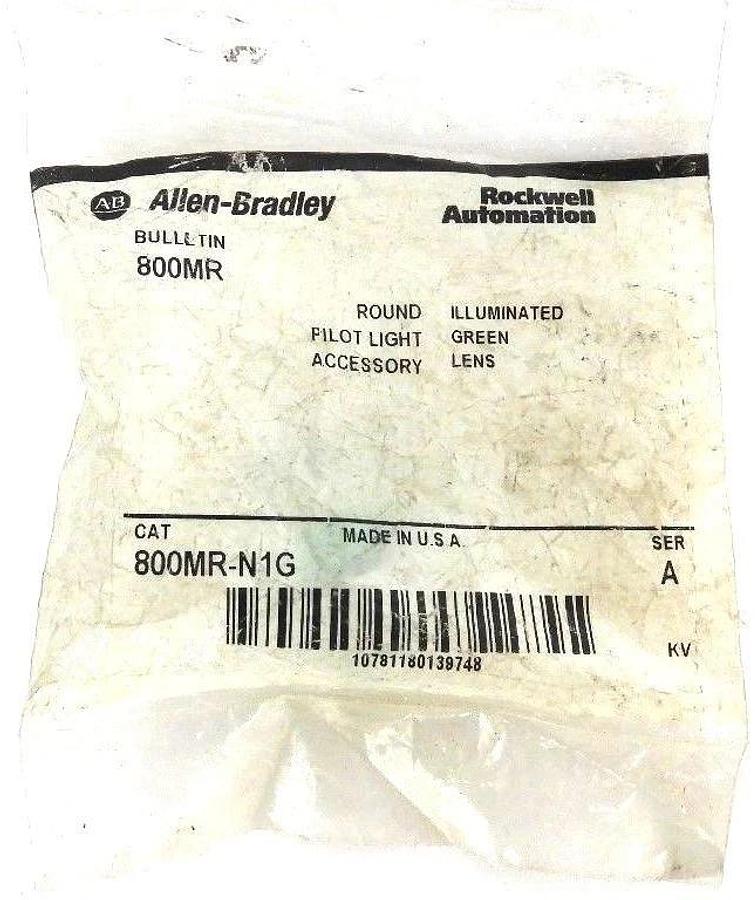 Used NEW ALLEN BRADLEY 800MR-N1G ROUND PILOT LIGHT ACCESSORY ILLUMINATED GREEN LENS