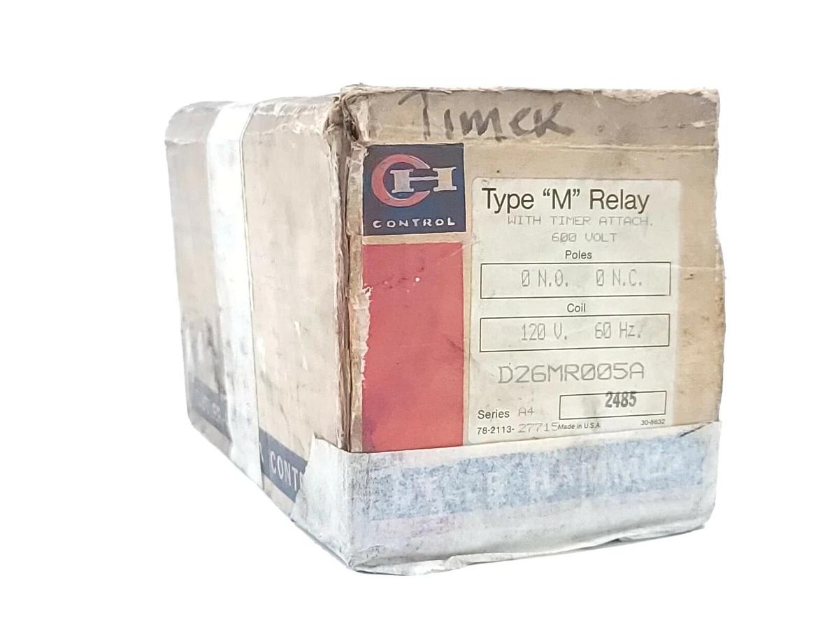 NIB EATON CUTLER HAMMER D26MR005A TYPE "M" RELAY W/ TIMER ATTACH. 600V