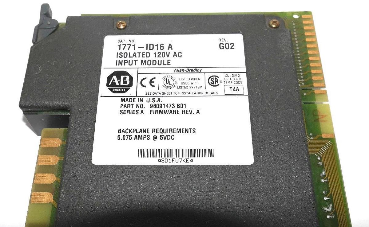 Used ALLEN BRADLEY 1771-ID16 A ISOLATED 120V AC INPUT MODULE P/N: 96091473 B01