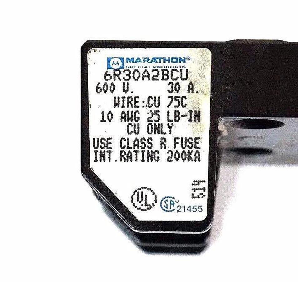 Used MARATHON 6R30A2BCU FUSE BLOCK HOLDER 600V, 30A