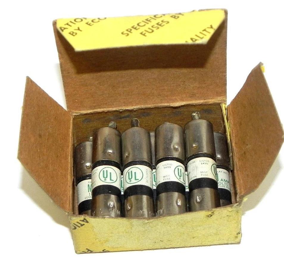 Used BOX OF 9 NEW ECONOMY MID1 TIME-DELAY FUSES 1AMP, 125V, MID-1