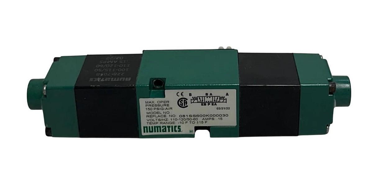 Used ASCO NUMATICS 081SS600K000030 MARK 8 SERIES SOLENOID VALVE DOUBLE-DIRECTED USNP