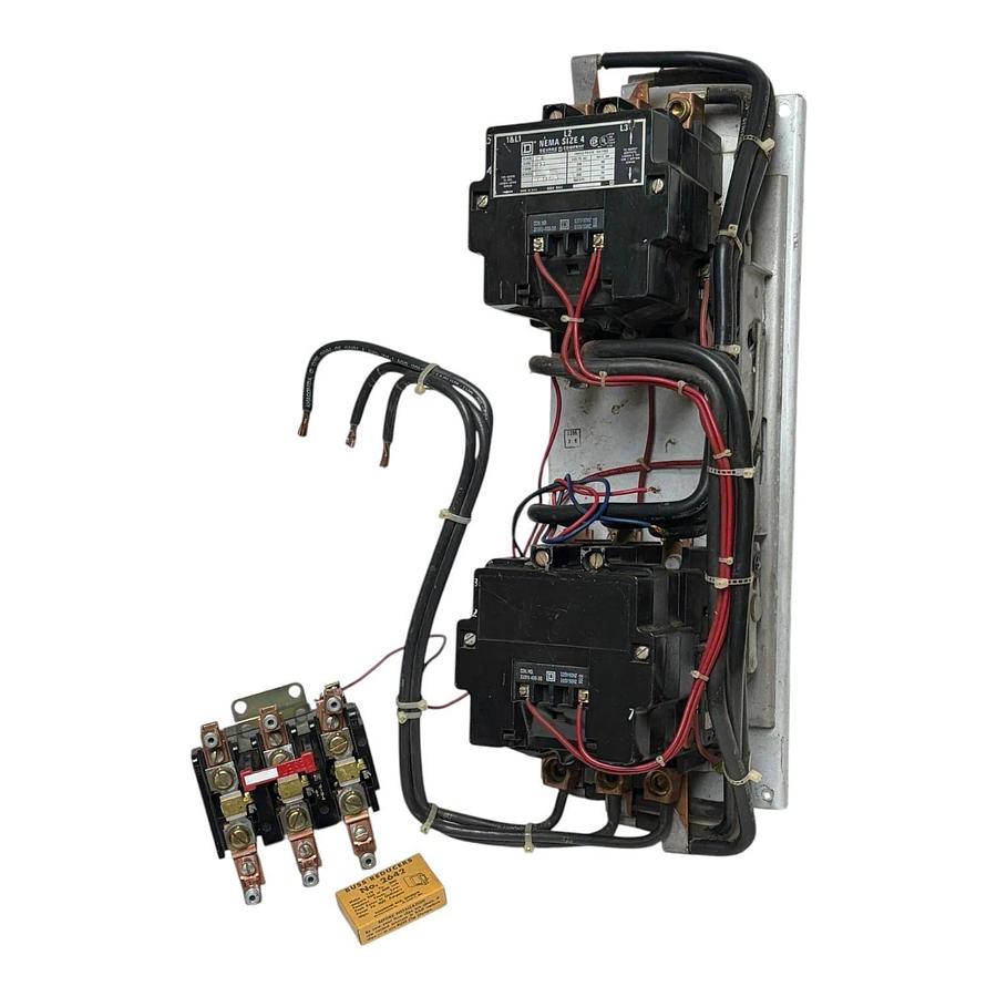 Used Square D 8702SFO1V02S NEMA Size 4 Reversing Contactor Assy. 110/120V Coil USPI