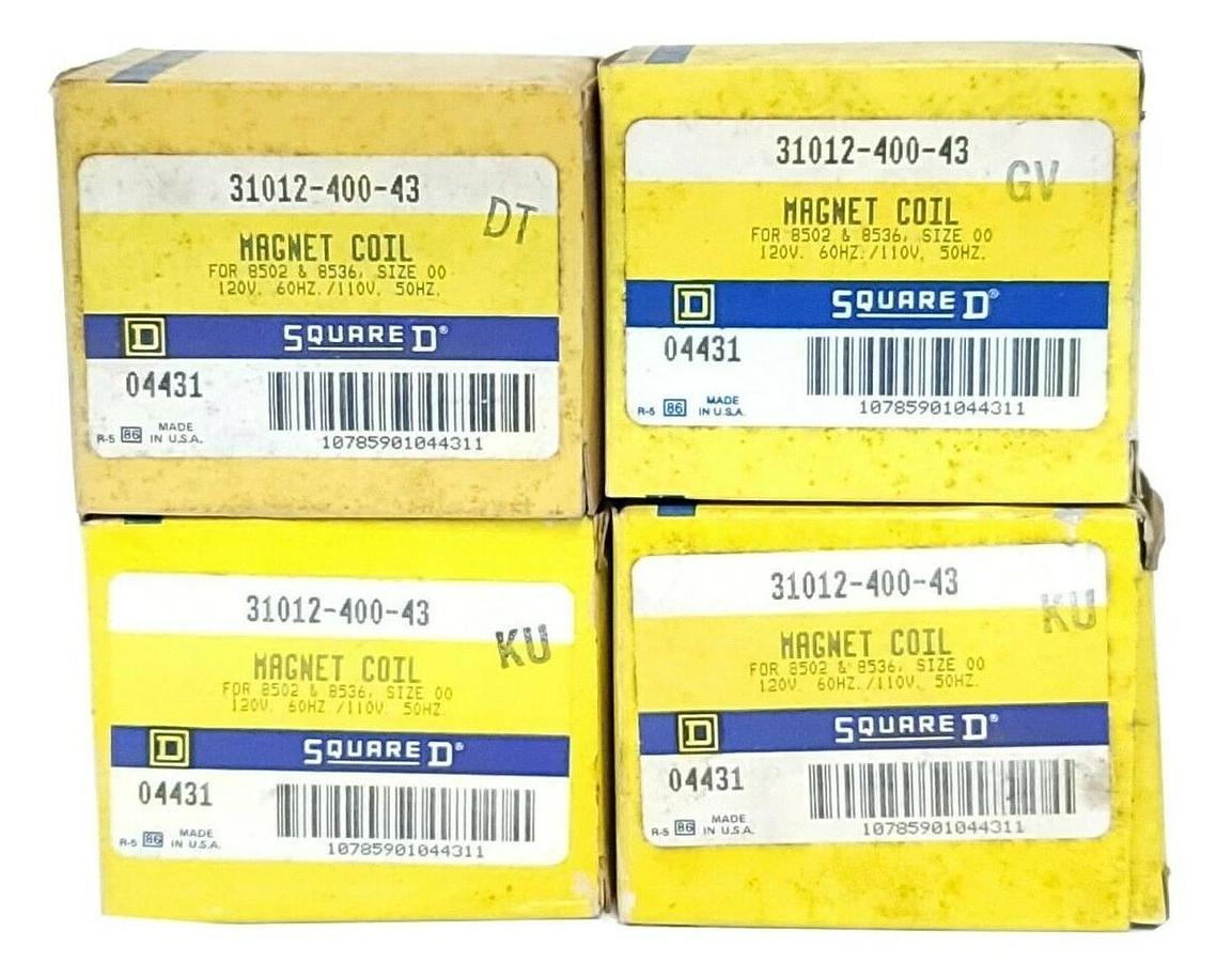 Used LOT OF 4 NIB SQUARE D 31012-400-43 MAGNET COILS 120V. 60HZ/110 50HZ