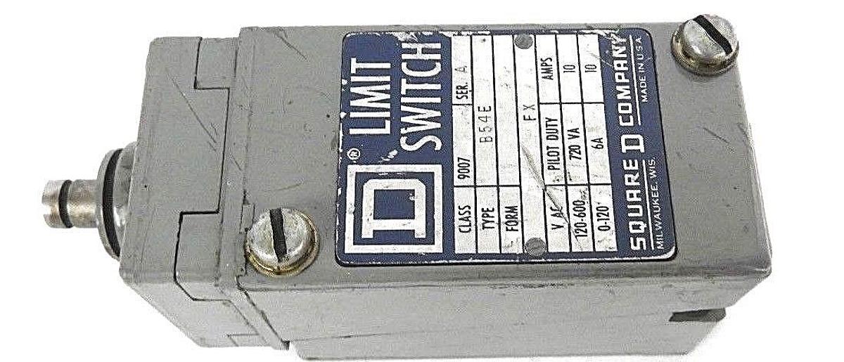 Used SQUARE D 9007-B54E LIMIT SWITCH TOP PUSH ROD PLUNGER W/1NO-1NC CONT., SER. A
