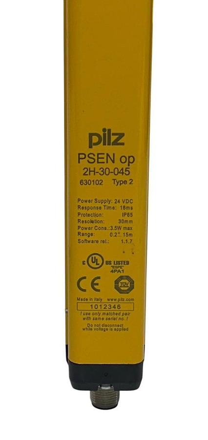 Used PILZ PSEN op2H-30-045 / 630102 TYPE 2 SAFETY LIGHT CURTAIN EMITTER 24VDC USNP