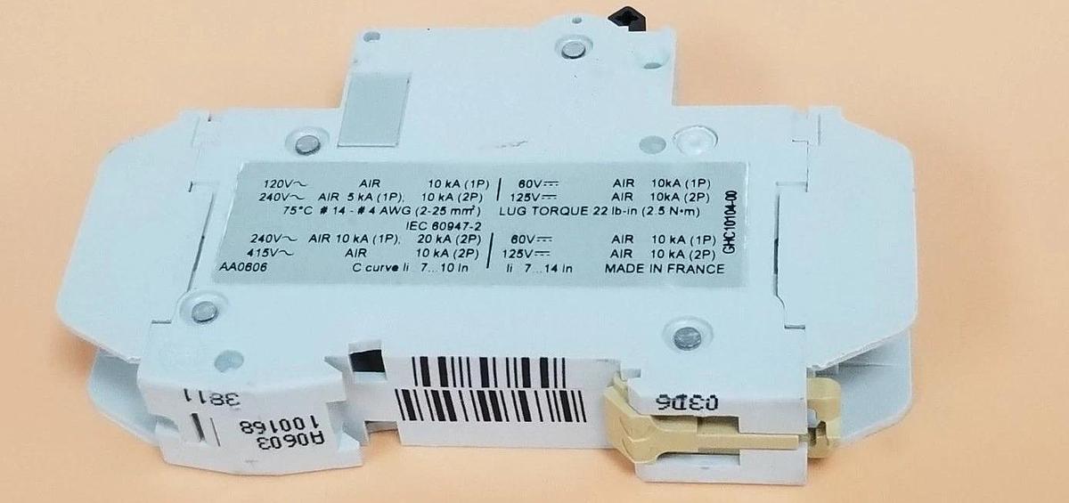 Used MERLIN GERIN 60107 CIRCUIT BREAKER C6A, MULTI9 C60, 120V, 6A