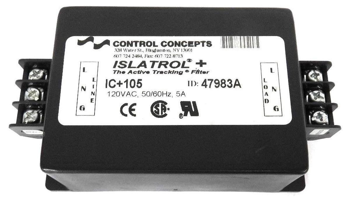 Used CONTROL CONCEPTS IC+105 ISLATROL FILTER ID: 47983A, 120VAC, 50/60HZ, 5A