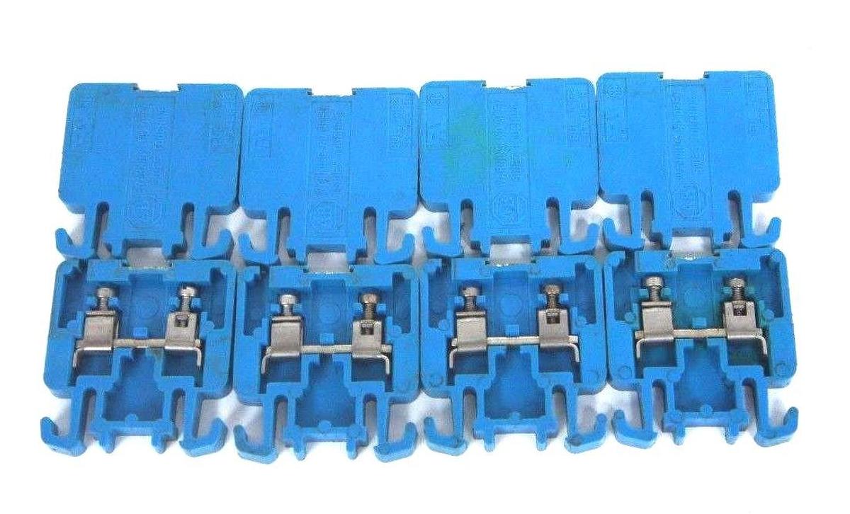 Used LOT OF 8 ALLEN BRADLEY 1492 STYLE H BLUE TERMINAL BLOCKS, 1492-H, 1492H