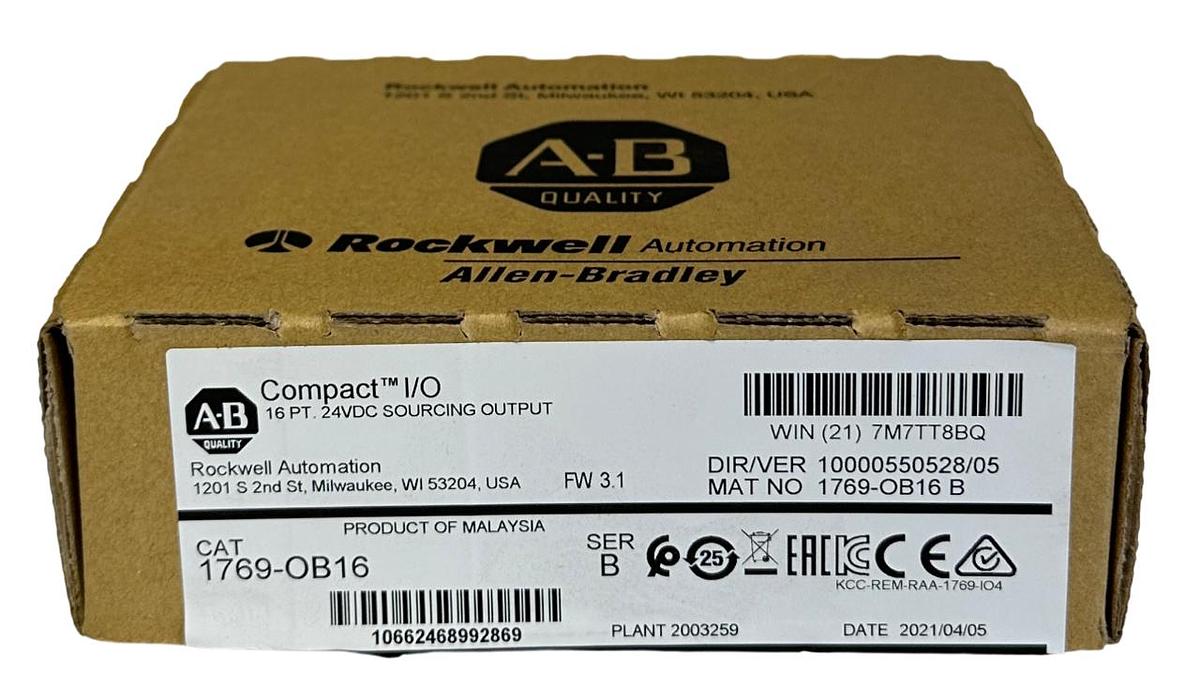 Used ALLEN BRADLEY 1769-OB16 /B CompactLogix 16-PT SOURCING OUTPUT MODULE 24VDC NSMP