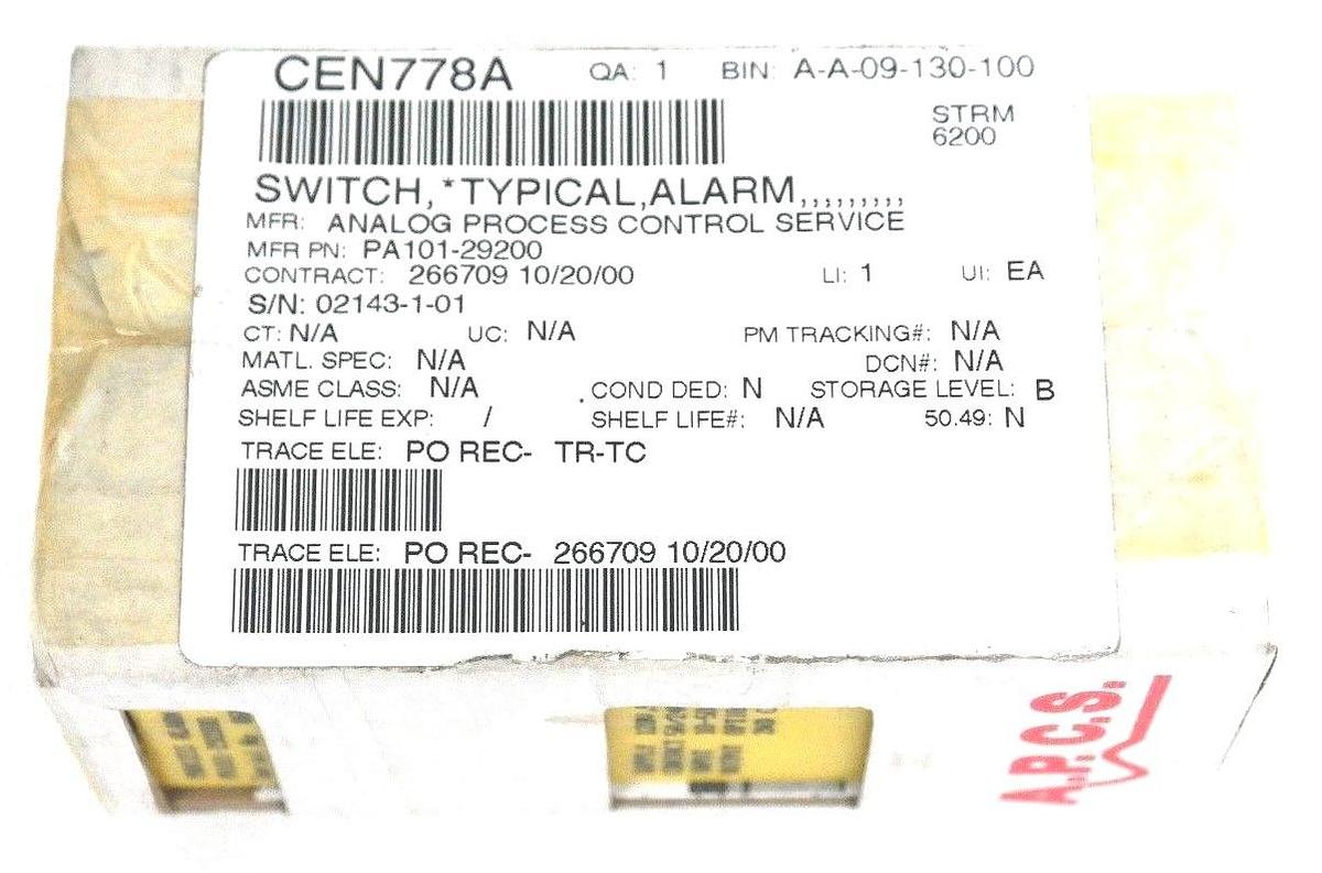 Used NEW A.P.C.S. PA101-292000 SINLE CHANNEL PROCESS ALARM P-00N3D-266709