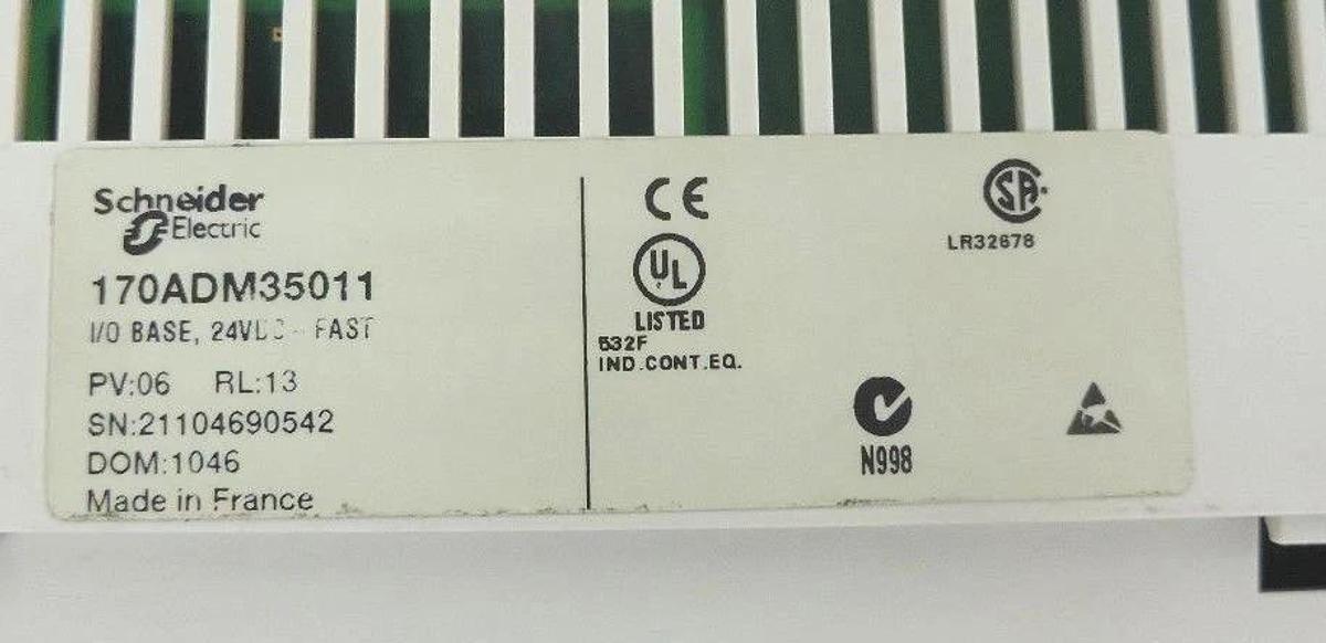Used SCHNEIDER MODICON 170ADM35011 I/O BASE, 24VDC-FAST TSX MOMENTUM PV: 06, RL: 13