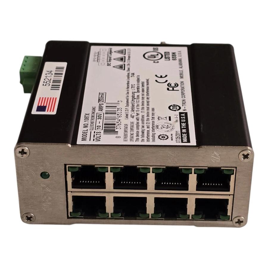 Red Lion N-Tron 108TX Industrial Ethernet Switch 8-Port 10/100BaseTX DIN Rail 837654651353