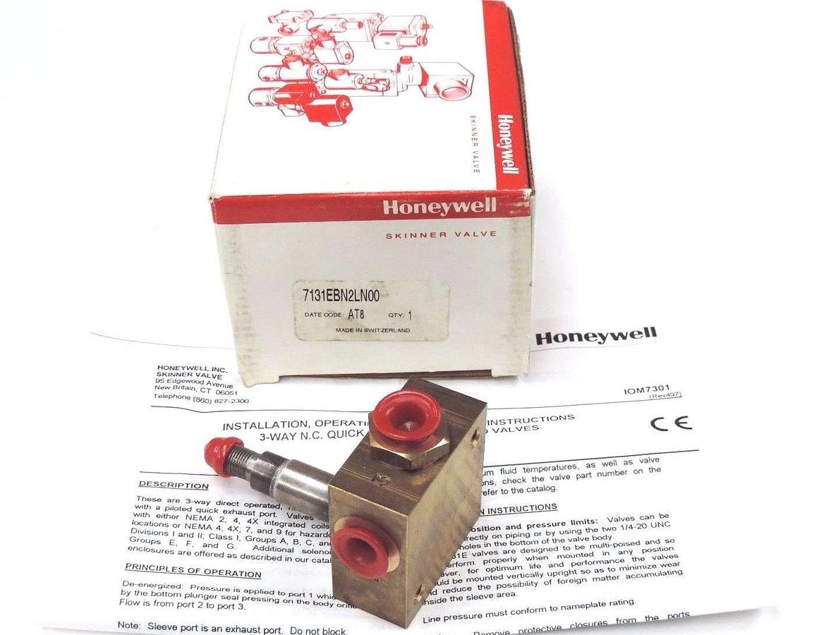 Used NIB HONEYWELL 7131EBN2LN00 SKINNER 3-WAY SOLENOID VALVE 1/4'' NPT TYPE: 7131E