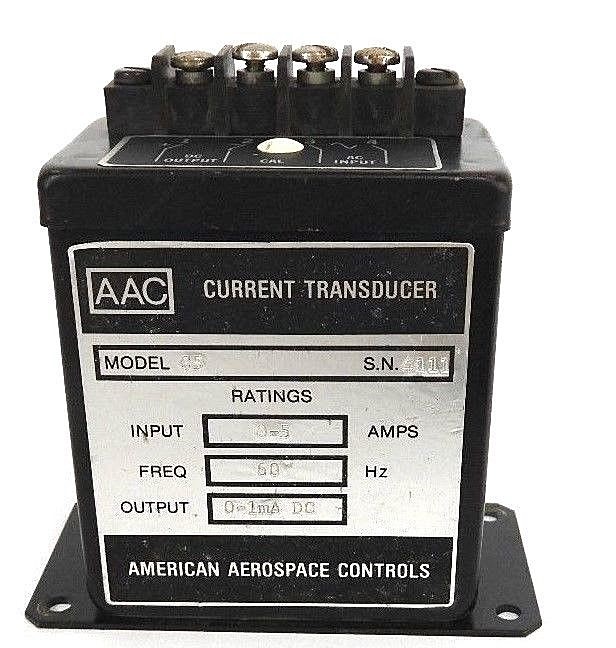 Used AMERICAN AEROSPACE CONTROLS AAC MODEL C5 CURRENT TRANSDUCER 0-5 AMPS, 60HZ