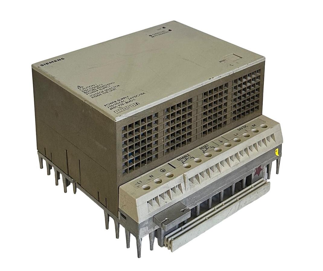 Used SIEMENS 6ES5 950-8MD11 / 6ES59508MD11 POWER SUPPLY 115/230VAC - 24VDC 10A
