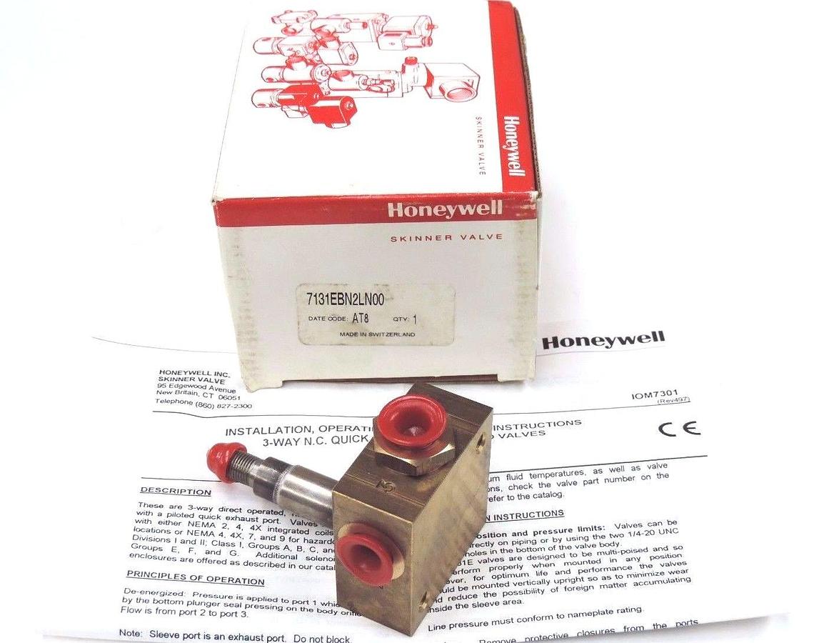 Used NIB HONEYWELL 7131EBN2LN00 SKINNER 3-WAY SOLENOID VALVE 1/4'' NPT TYPE: 7131E