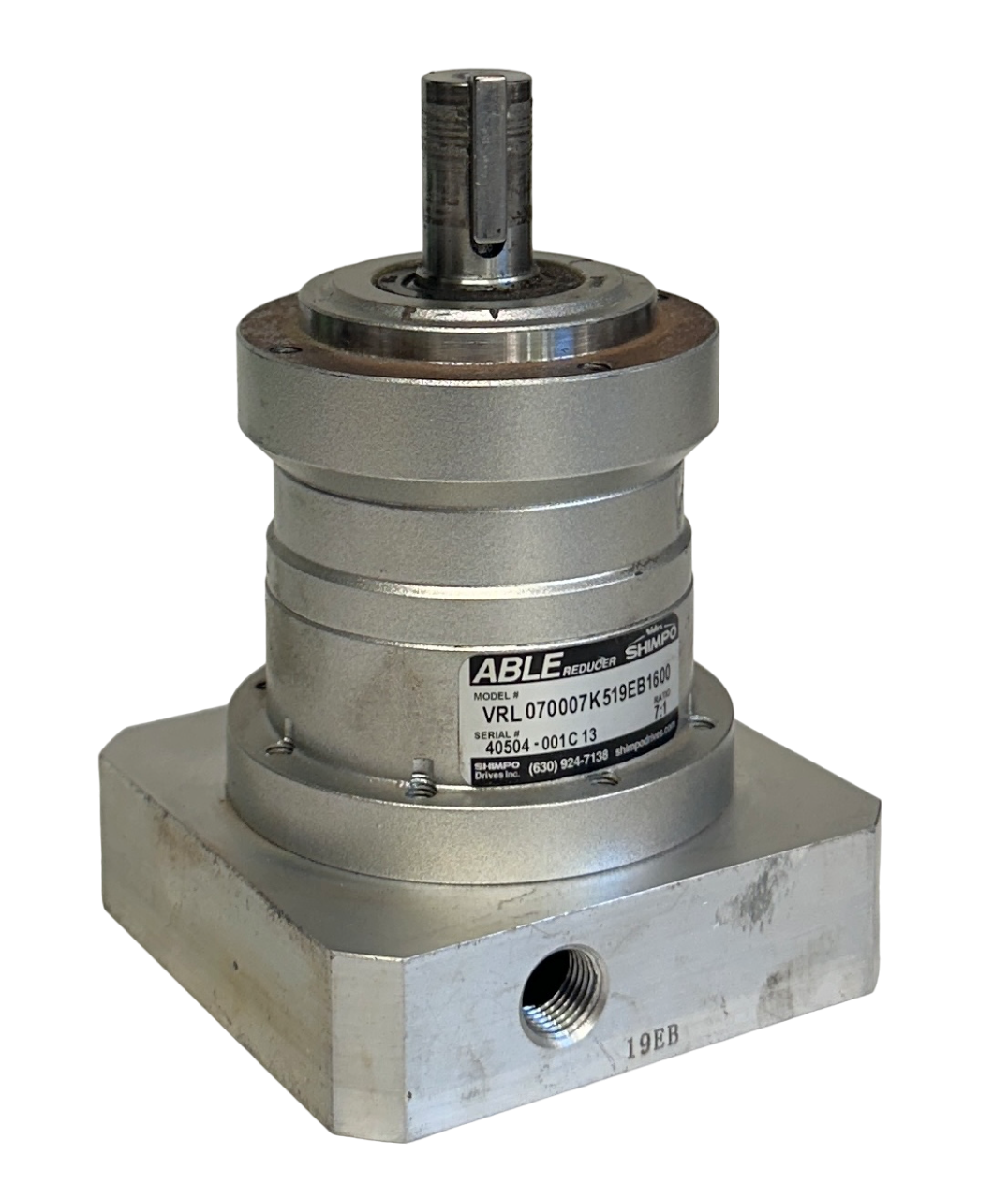 Used NIDEC SHIMPO VRL070007K519EB1600 ABLE REDUCER 7:1 RATIO VRL SERIES COAXIAL USNP
