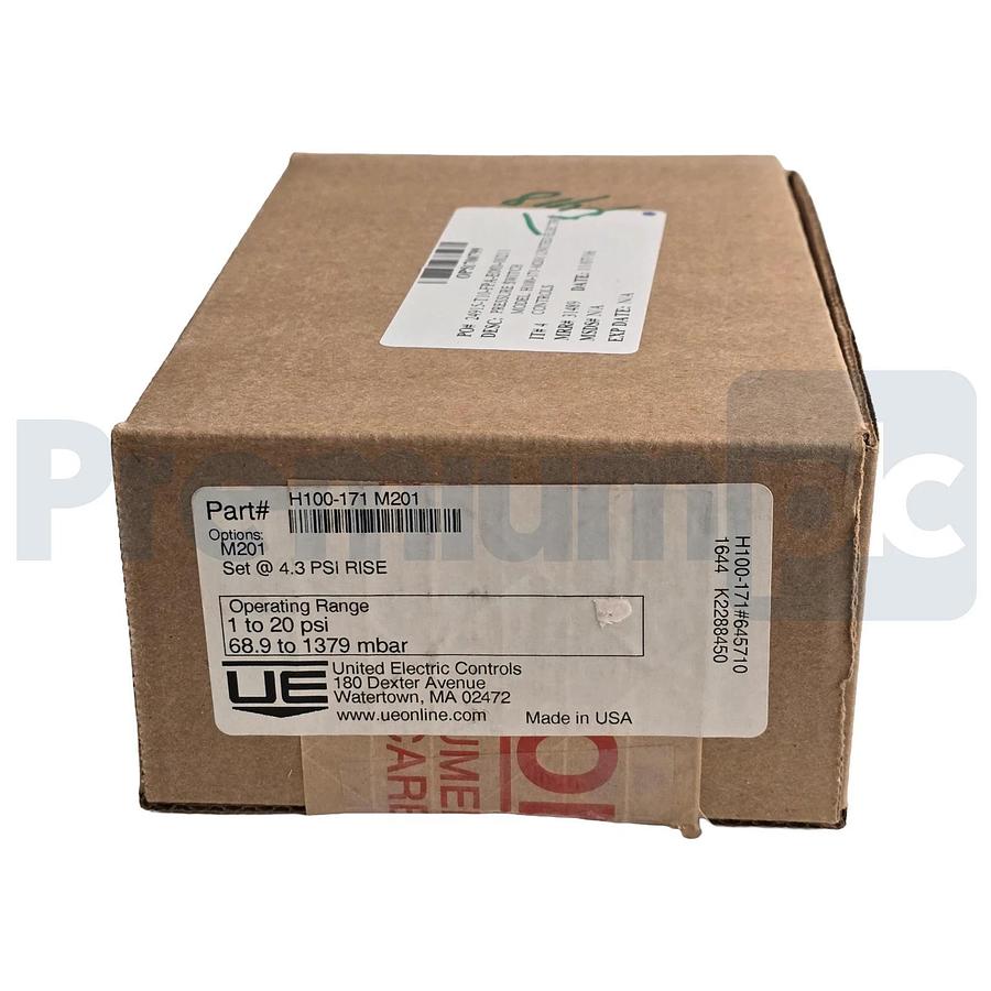 United Electric Controls H100-171 M201 Pressure Switch 1-20 PSI | Set @ 4.3 PSI