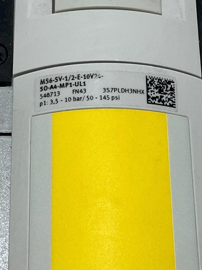 Used Festo MS6 Pneumatic Assembly: MS6-SV-1/2 Safety Valve + MS6-LFM Filter + MS6-FRM