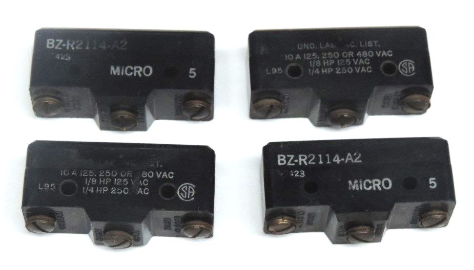 Used LOT OF 4 HONEYWELL BZ-R2114-A2 LIMIT SWITCHES BZR2114A2