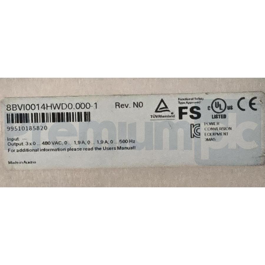 Used B&R 8BVI0014HWD0.000-1 ACOPOSmulti 2-Axis Inverter Module Servo Drive 1.9A XLNT