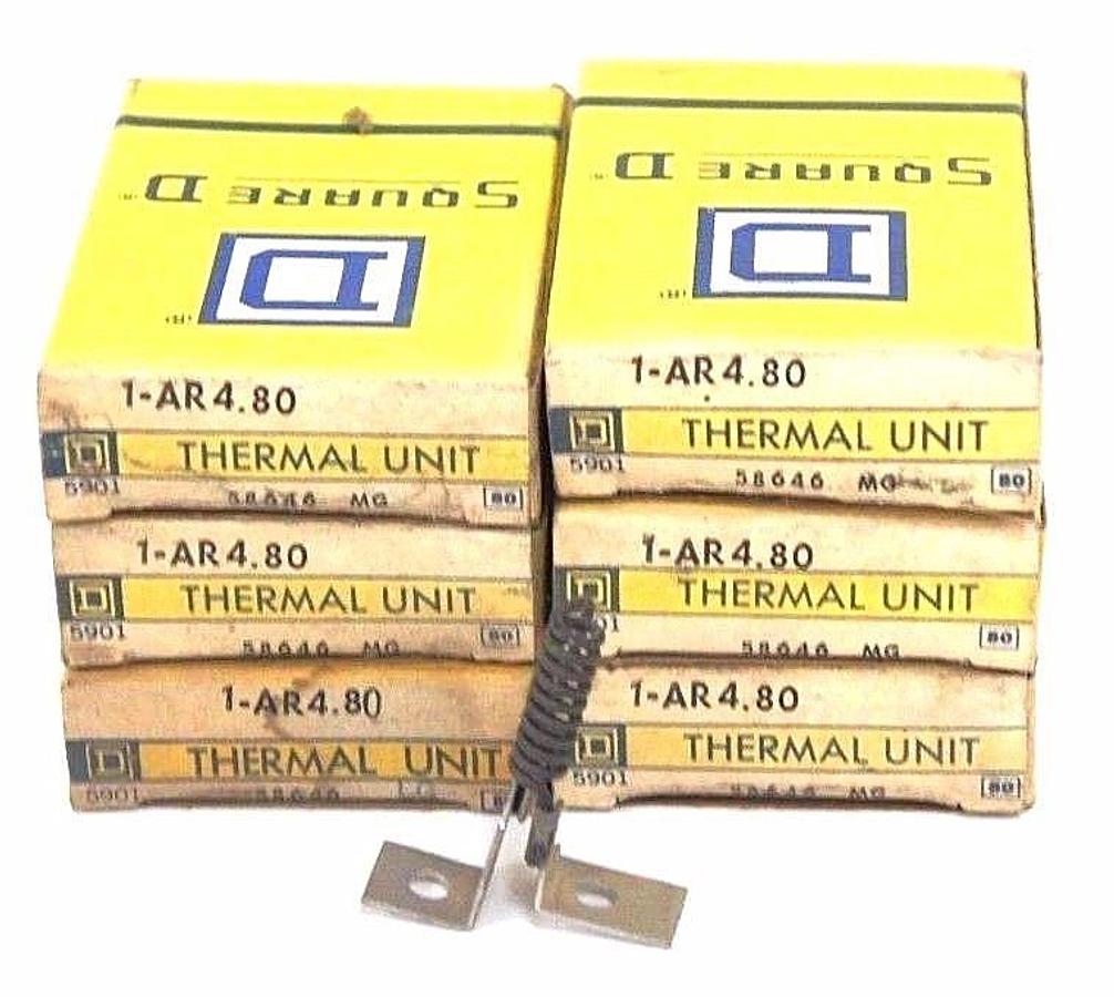 Used LOT OF 6 NIB SQUARE D AR4.80 THERMAL UNIT 58646, 1-AR4.80