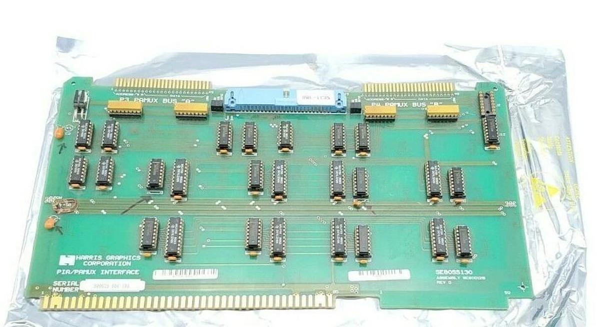 Used HARRIS GRAPHICS SE80SS130 REV. D PIA/PAMUX INTERFACE ASSEMBLY SE80D129 REV. D