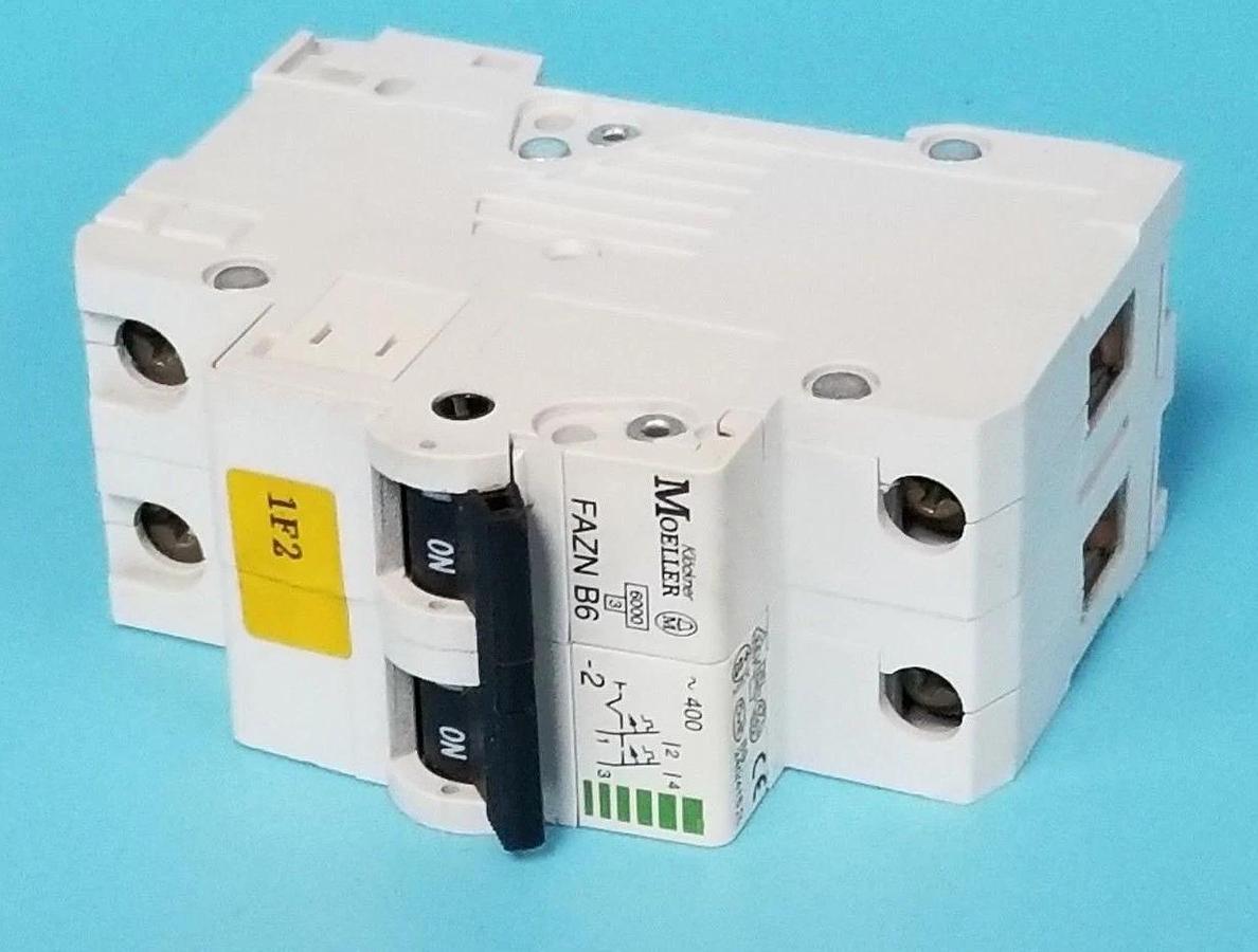 Used KLOCKNER MOELLER FAZN-B6-2 CIRCUIT BREAKER 6AMP 2POLE 277/480VAC FAZNB62