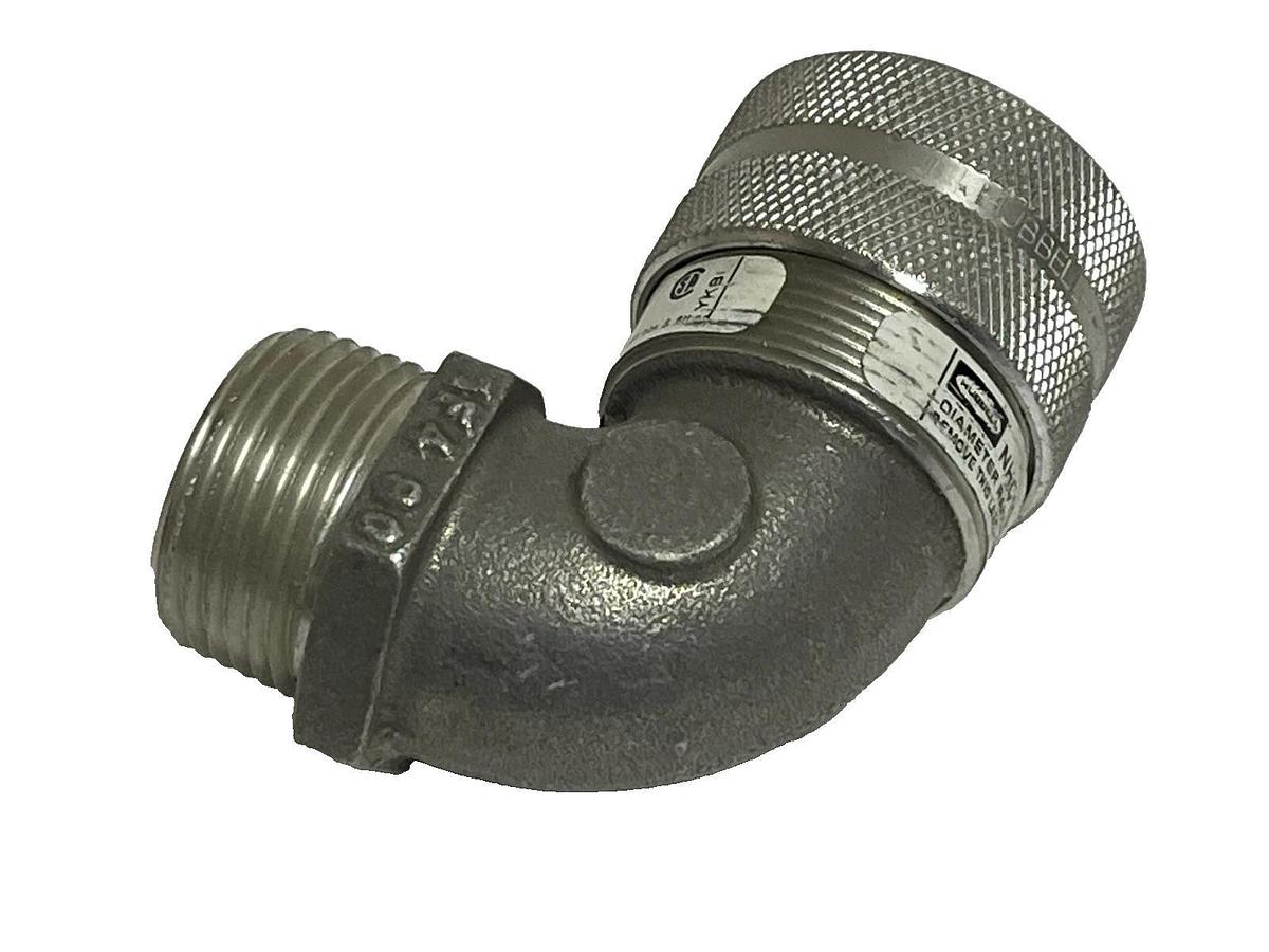 Hubbell NHC1040 Liquid-Tight Cord Connector – 90° Male, 1" NPT, Aluminum