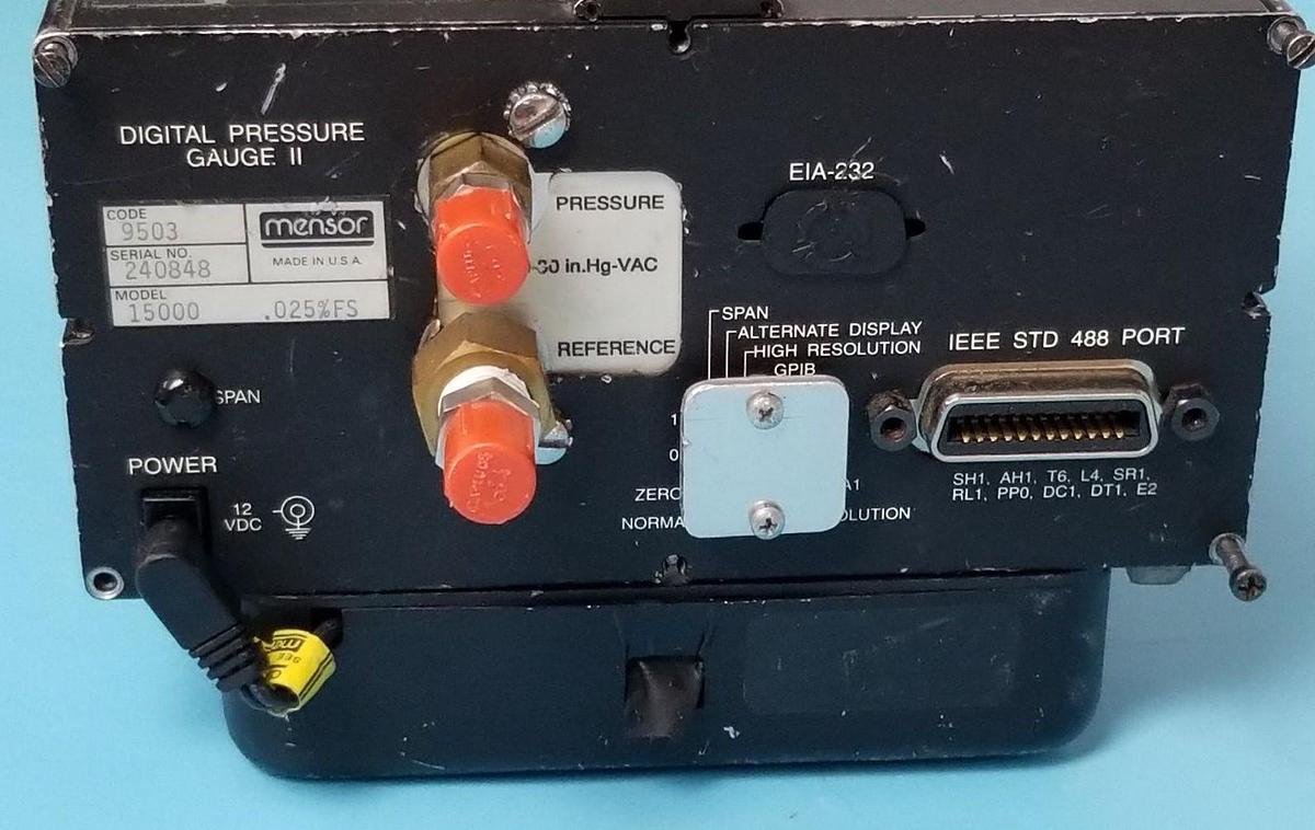 Used MENSOR MODEL: 15000 DIGITAL PRESSURE GAUGE II .025% FS CODE: 9503 W/ BATTERY