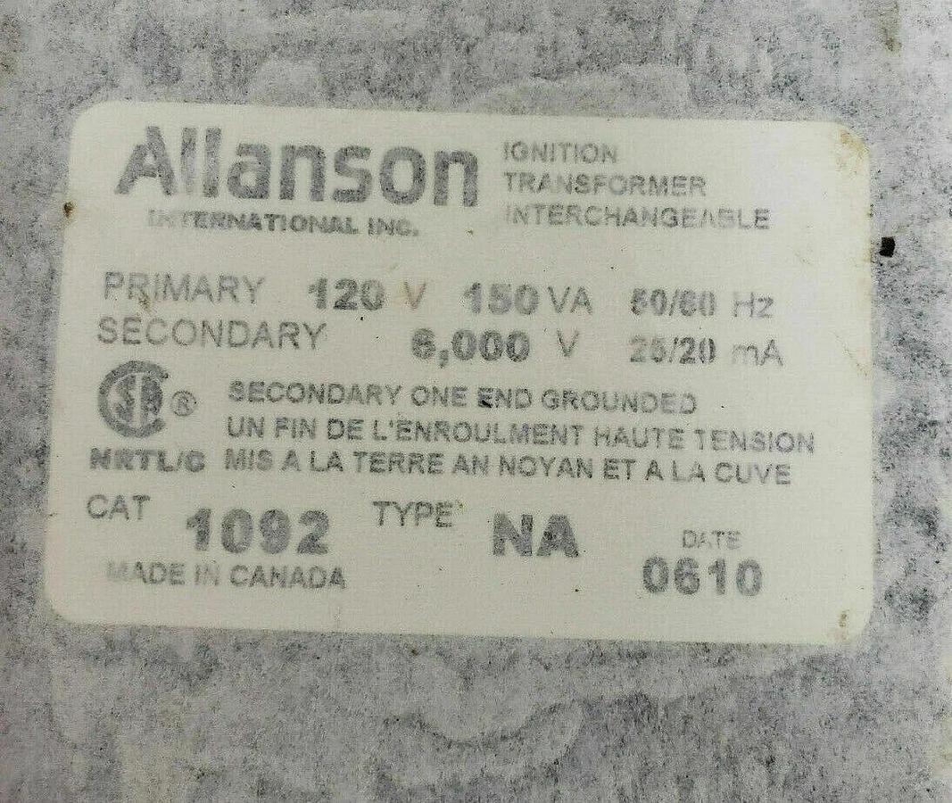 Used CASE OF 6 NIB ALLANSON 1092-NA IGNITION TRANSFORMERS 120/6000V 1092NA