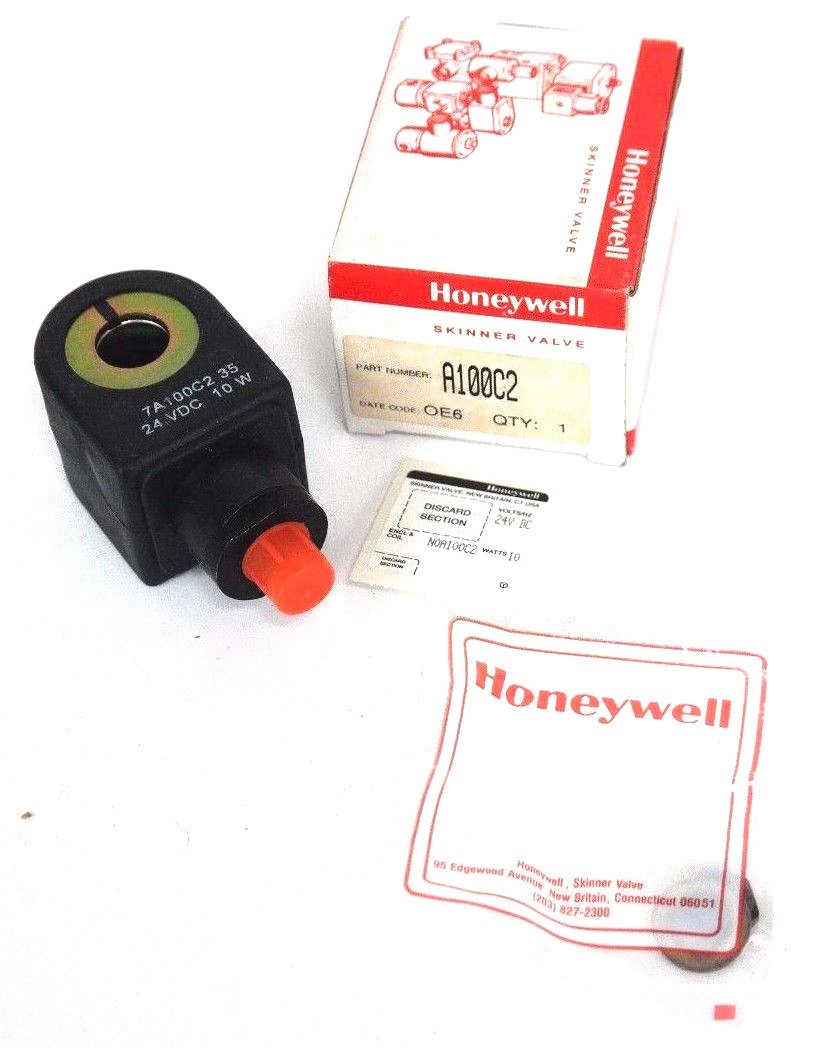 NIB HONEYWELL A100C2 SOLENOID VALVE COIL 7A100C2 35, 24 VDC, 10W