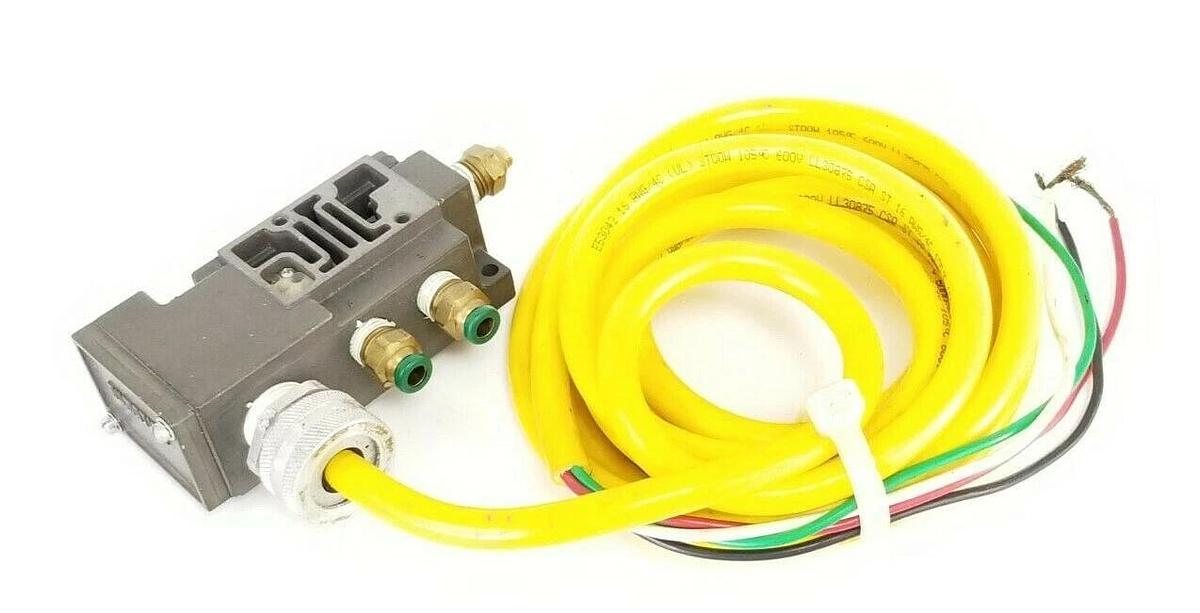 Used NUMATICS VALVE MANIFOLD BLOCK W/ WOODHEAD E53042 CABLE