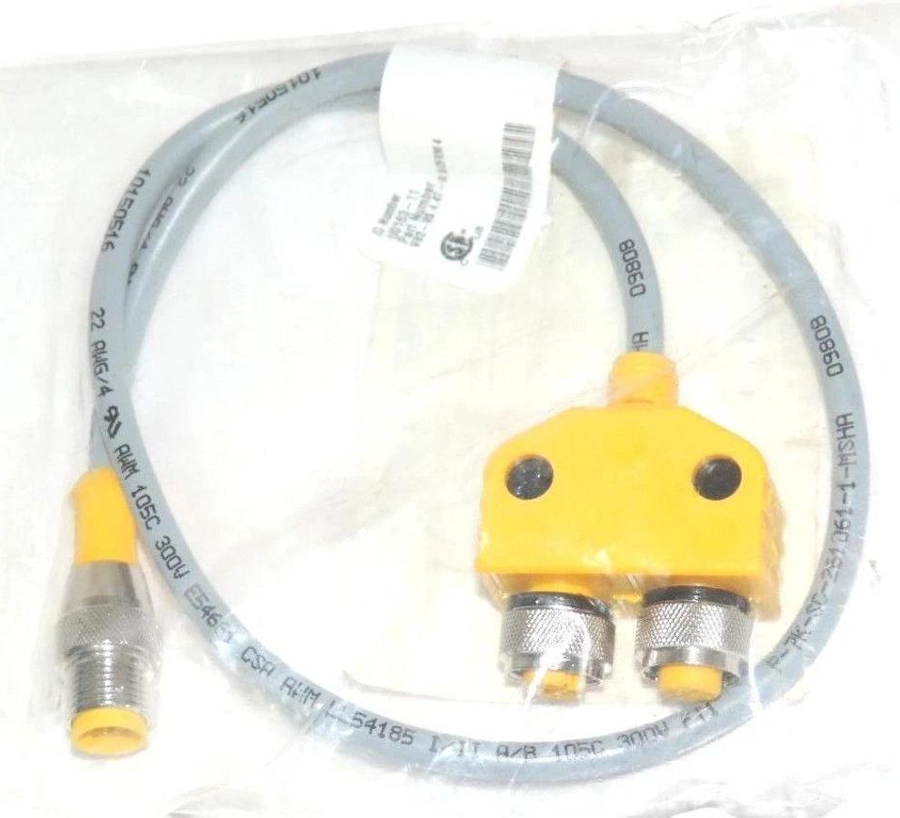 Used NEW TURCK U0163-11 MOLDED TWIN JUNCTION VB2-RS 4.4T-0.5/2FKM 4, 250V, 4AMP