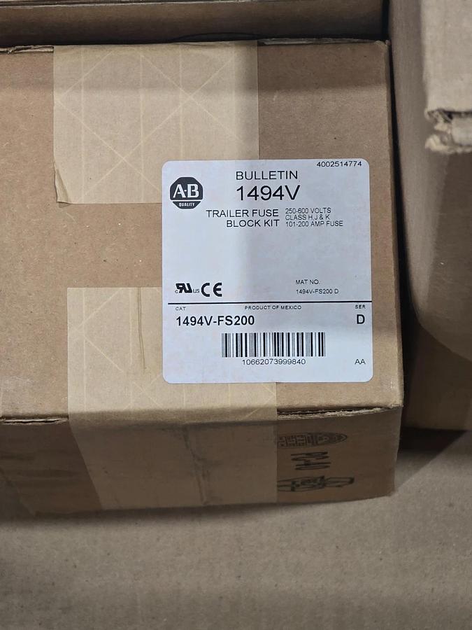 Allen Bradley 1494C-DJ622-A4-D-E-F Fusible Disconnect Kit 600V 200A 1494F-D200
