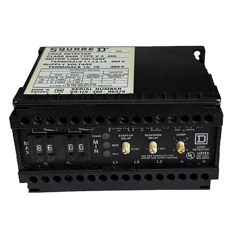 Used SQUARE D 8430-V3460 / 8430V3460 RELAY LOAD DETECTOR 8430 460V 3-PHASE * MISSING