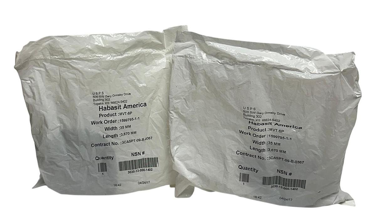 Used 2 HABASIT AMERICA MVT-6P / MVT6P CONVEYOR BELTS W: 35mm L: 3,670 OEM NSFS