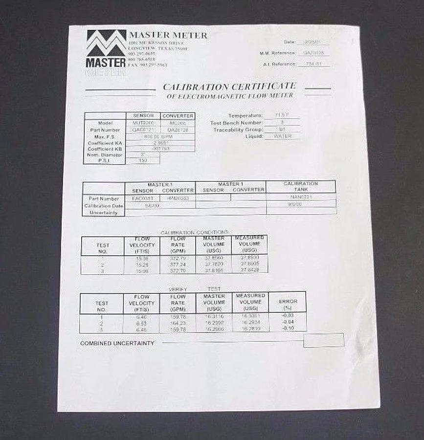 NEW MASTER METER MODEL: MC 208 P/N: QAZ 179 CONVERTER ELECTROMAGNETIC FLOW METER